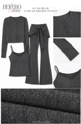 Royal Charcoal Frill Training Three-Piece Setup (Cardigan+Sleeveless+Pants)