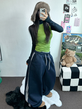 TRACK WIDE TAPING BALLOON LONG PANTS 💙🖤🤍3COLOR