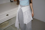coordi lace unbalanced layered skirt