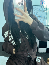 ストリートパッチフーディージップアップ🤎🤍🖤3COLOR