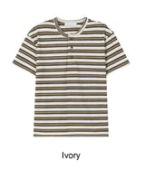 Roan Striped Henley Neck Short Sleeve Tee