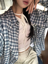 ワンショルダーリボンTシャツ