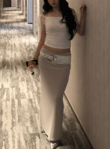 Jelly Shirring Long Skirt