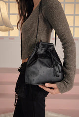tht jacquard bucket bag - black