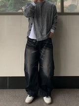 Oblique Slash Button Knit