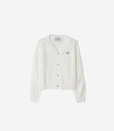 Bloom emblem demage Knit Cardigan