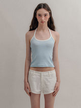 Ribbed Halter Top_Skyblue