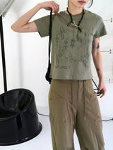 Pecon Tattoo Semi Crop Short Sleeve T-Shirt