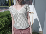 レースストライプTシャツ