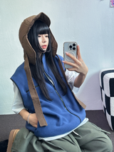 FLEECE LAYERED VEST ZIP UP💚💙🖤🧡4COLOR