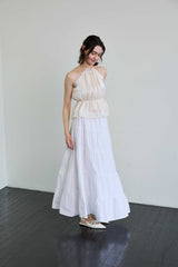 PEARL HALTERNECK TOP / IVORY