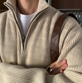 All Day High Neck Modal Semi-Zip-Up Knit