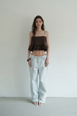 Tie satin blouse_brown