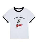 チェリーリンガーTシャツ_ホワイト/ブラック