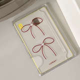 [handmade] red ribbon pearl magsafe card slot