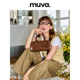muvaレザー ピローシェイプ ハンドトート 2WAYショルダーバッグ