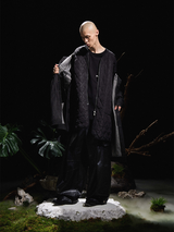RELABEL 24AW バタフライレストレザーカラーデニムパッチワーク裏地取り外し可能シングルウェアマルチポケットウィンドブレーカーコットンジャケット