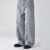 リバースバンドカットワイドデニムパンツ
