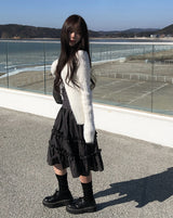 Roa Vintage Check Frill Tiered Midi Skirt