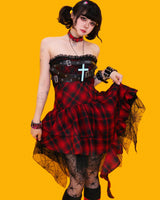 punk spider red top dress