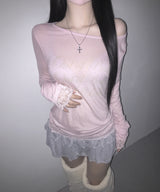 eve lace tee (4colors)