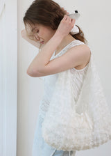 Jeanne Lace Flower Shoulder Bag_White