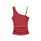 Amaris Asymmetric Strap Ruched Top