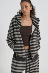 [B-BASIC] Bold Stripe Hooded Zip-up