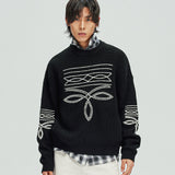 western stitch sweater black