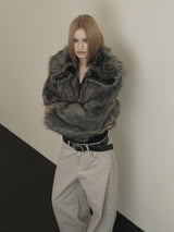 FUR SHORT JACKET CHARCOAL