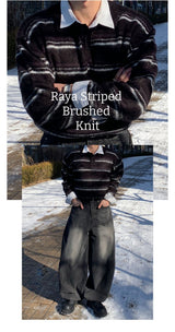 Raya stripe brush collar knitwear