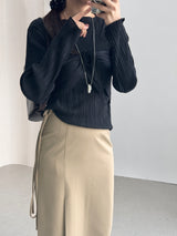 Raond Belt H-line Cut-out Long Skirt