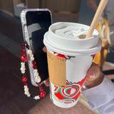 ローズブレンドクリスタルビーズストラップレッド / フォンチャーム ウィンタークリスマスギフト