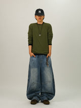 BA Denim Washed Panel Banding Pants