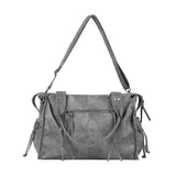 Belted Washing Leather Bag (Gray) F25QE990