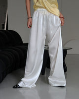 Silk Satin Long Wide Pants
