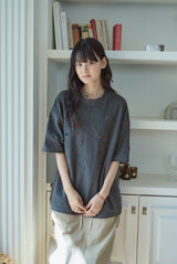 26SS★ ディノステッチ刺繍ピグメント半袖Tシャツ