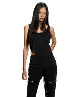 CUT-OUT STUD SLEEVELESS TOP BLACK