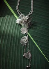 [s.steel] metal flower necklace | 메탈 플라워 드롭 목걸이