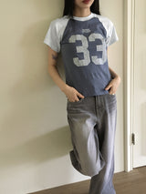Watton バックカットウォッシュドグレーロングワイドデニムパンツ