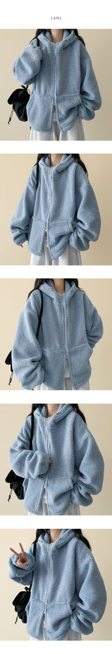 Lanit Boxy Popgle Fleece Hoodie Zip-Up