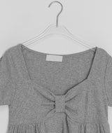 ナヒルズ シャーリング ショートスリーブ レイヤードリボン リブTシャツ