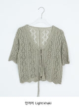 Kowse Openwork Punching Three Quarter Summer Bolero Cardigan