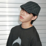 ステッチストライプ ハンチングキャップ (Black Denim)