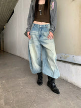 Curved Braided Wide Denim Pants