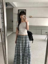 Checkered Long Skirt (2color)