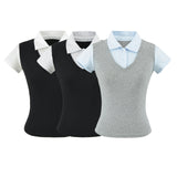 Alessa Layered Collar Slim Top