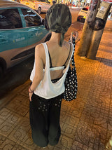 Punching eyelet string wide pants