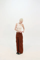 LOCK BUTTON POCKET PANTS (BRICK RED)