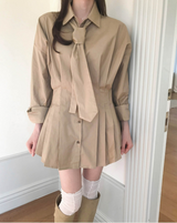 トミースリムコットンプリーツシャツ タイセット